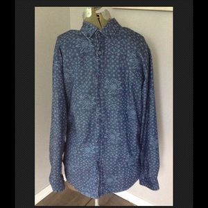 STEEL&JELLY LONDON FLORAL/STRIPE   JEAN SHIRT M